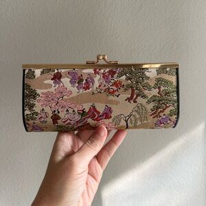 Japanese Nishijin SILK BROCADE Kiss lock evening bag clutch purse artsy vintage
